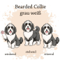 Preview: Motivauswahl der Dokumentenhülle für die Hunderasse Bearded Collie grau